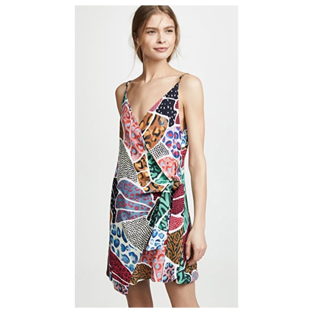 FARM Rio Onca Patchwork Wrap Dress XS NWT